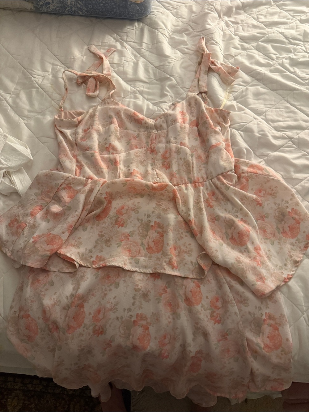 Altar'd State Cream and Pink Floral Midi Dress